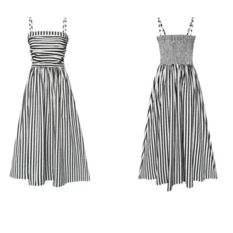 モノトーンストライプキャミソールワンピース