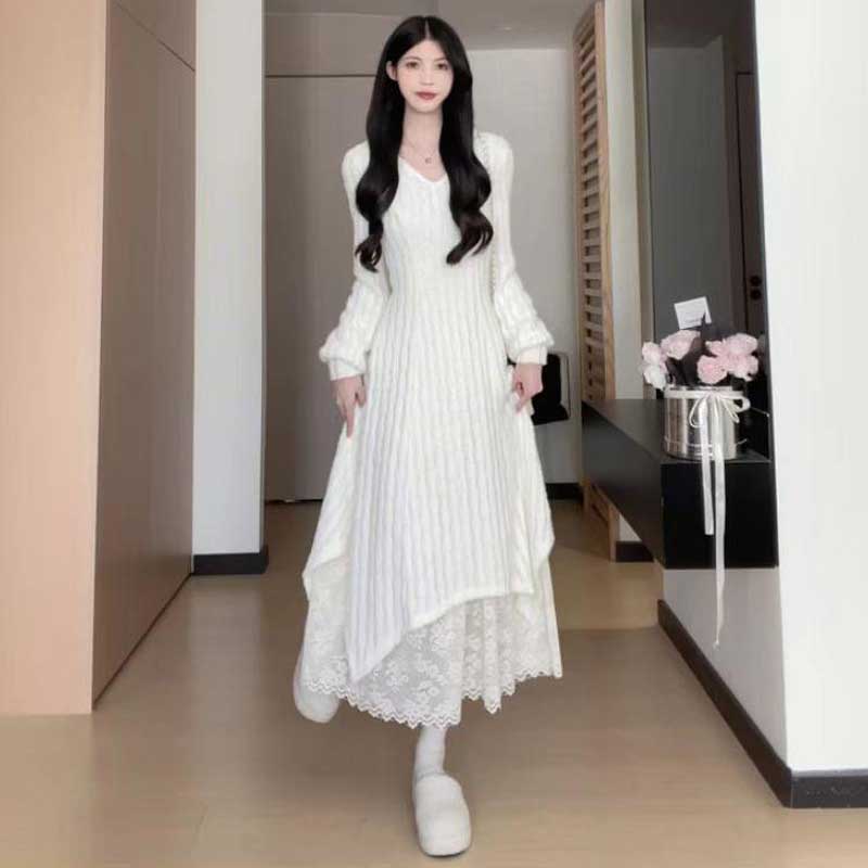 コンビネーションニットワンピース(2colors)