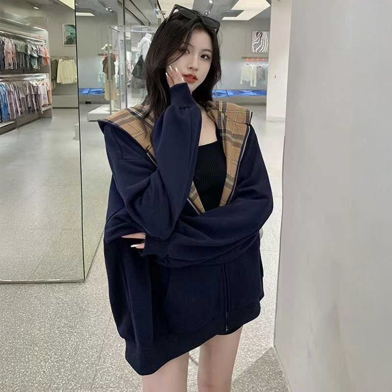 フード裏チェックパーカー(2colors)