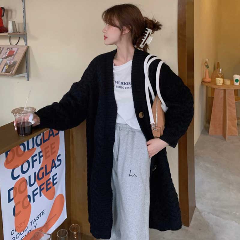 ケーブル編みロングカーディガン(3colors)