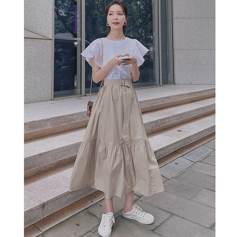 フリルスリーブバイカラーワンピース(2colors)