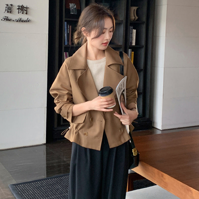 ドローストリングショート丈トレンチ