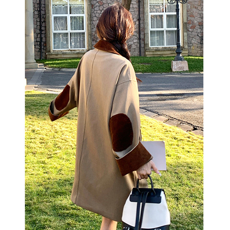 オーバーサイズバイカラーミディ丈トレンチコート