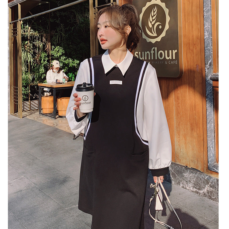 バイカラーAラインワンピース