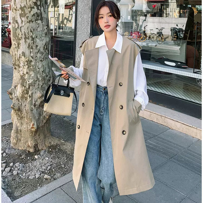 ノースリーブトレンチロングジャケット