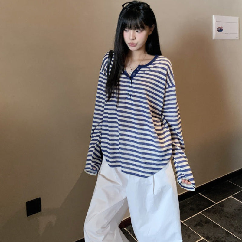 ストライプヘンリーロングTシャツ