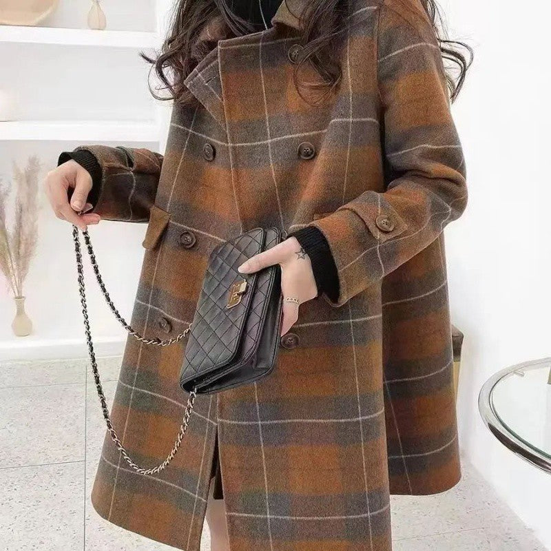 Aラインクラシカルチェックコート