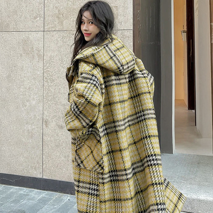 イエローチェックダッフルコート