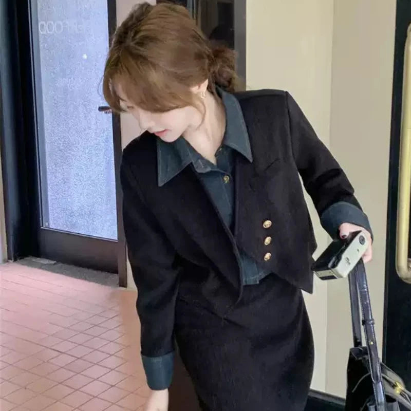 コーデュロイフェイクジャケット×スカートセットアップ