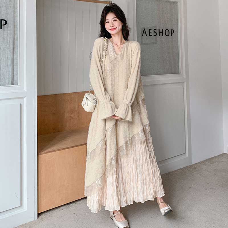 アンティークレースロングワンピース