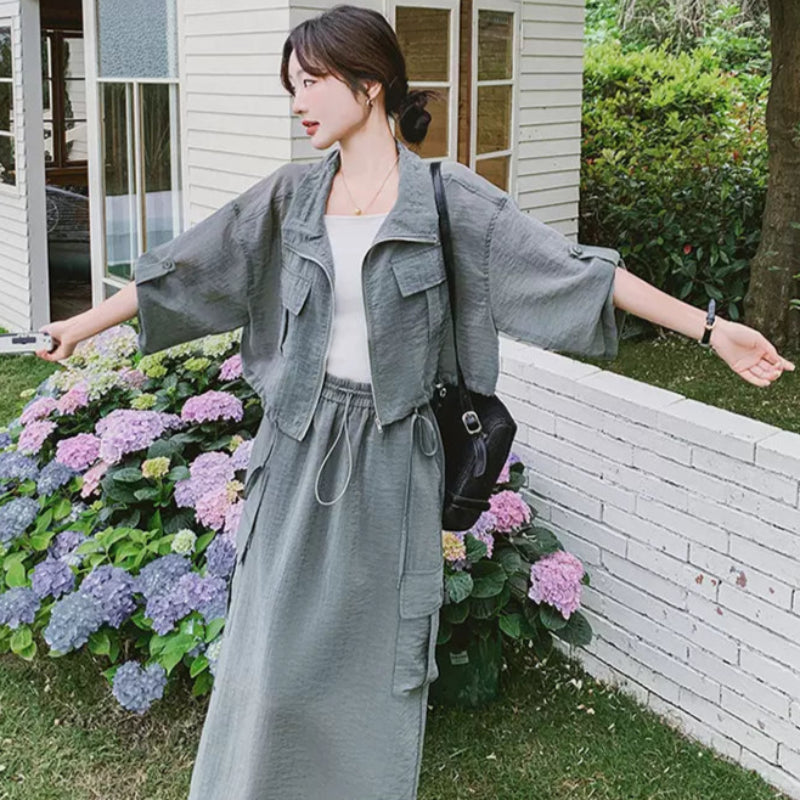 ワークスタイルトップス×スカートセット