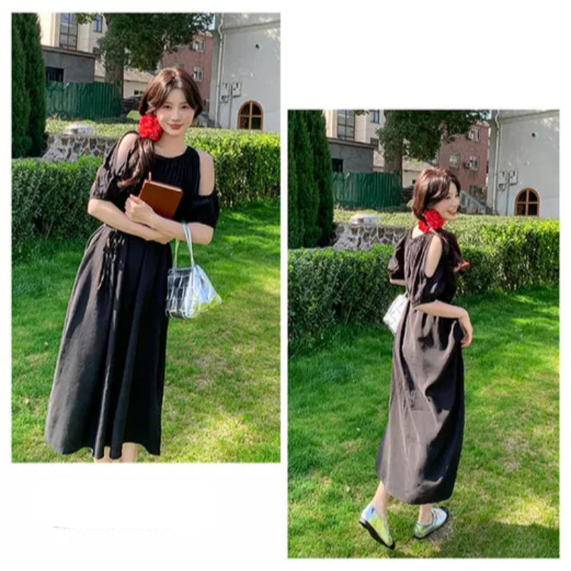 【即納】オープンパフスリーブワンピース