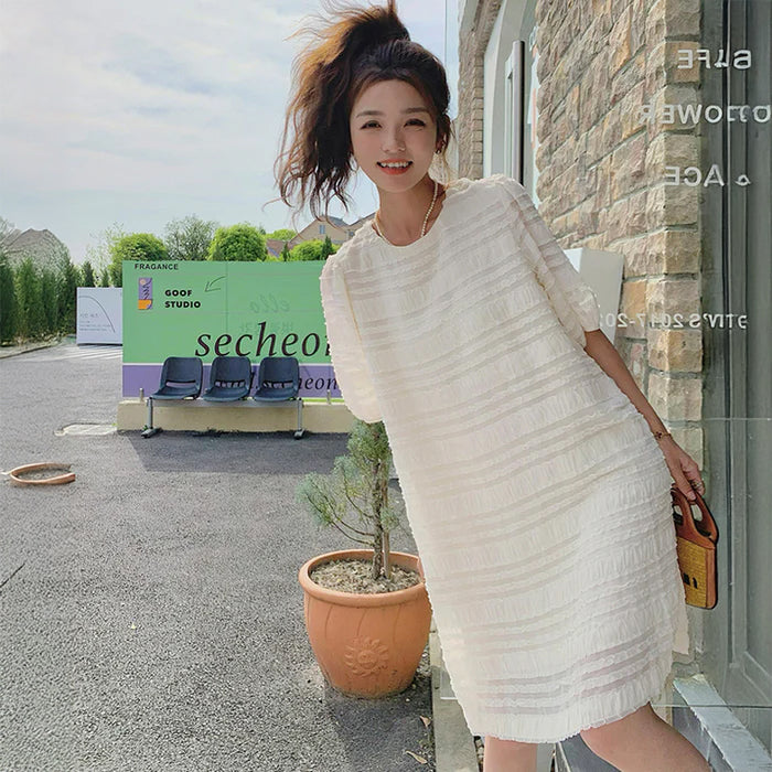 ボーダーシフォンワイドワンピース