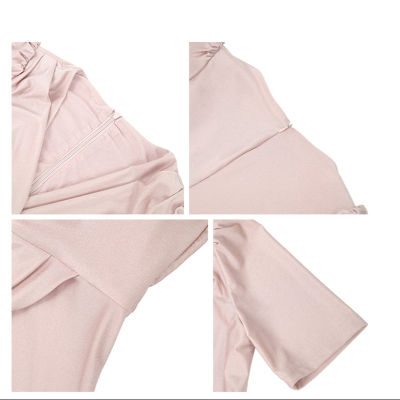 カシュクールサイドスリットドレス(3colors)