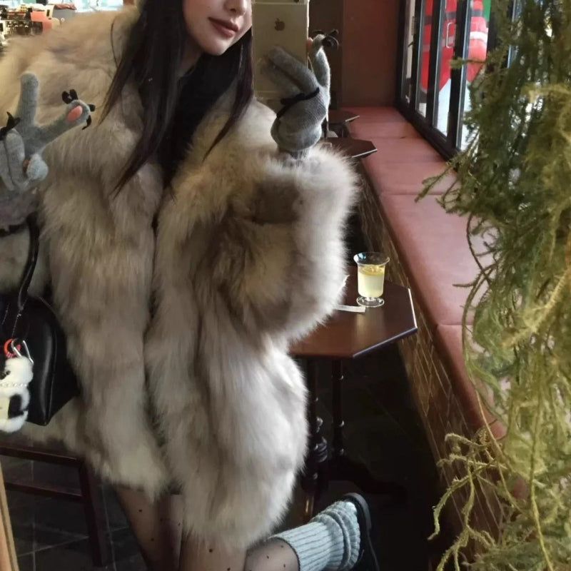 ミストグレーフェイクファーコート