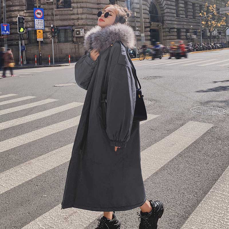 ファーフーデッドロングコート(3colors)