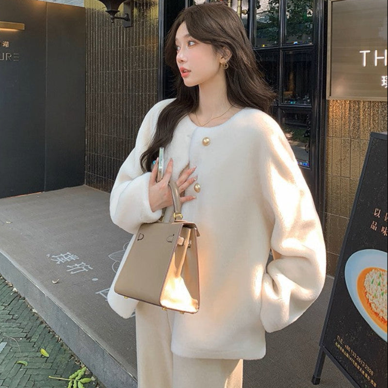 ゴールドボタンウールショートコート(2colors)