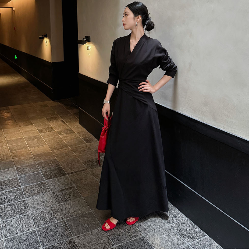 カシュクールバックリボンワンピース(2colors)