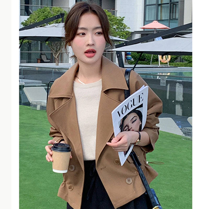 ドローストリングショート丈トレンチ