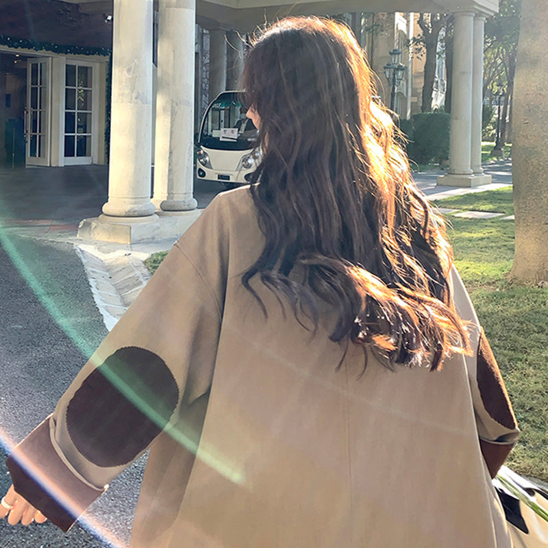 オーバーサイズバイカラーミディ丈トレンチコート