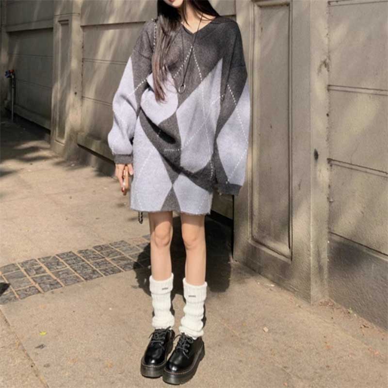 アーガイル柄ニットセットアップ(2colors)