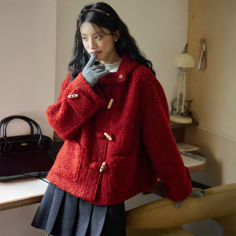 レッドボアショートダッフルコート