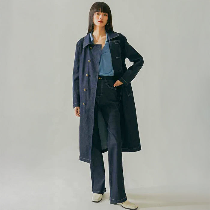 インディゴデニムトレンチコート（紺）秋/冬 カジュアルすぎずモードな装い