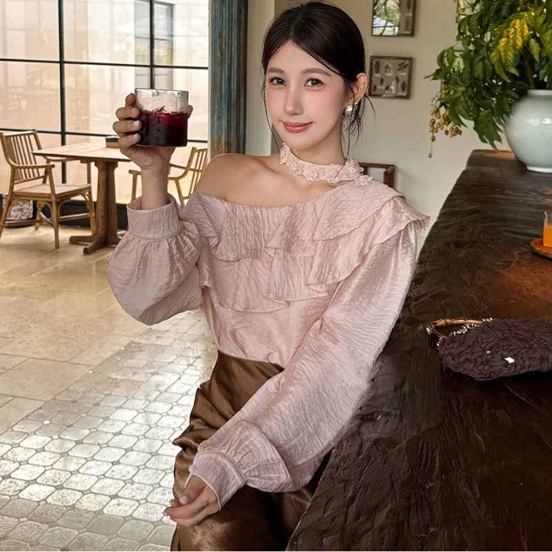 ワンショルダーフリルカラーブラウス(3colors)