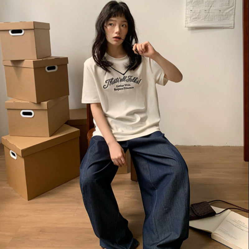 ショール付フロントロゴTシャツ(3colors)
