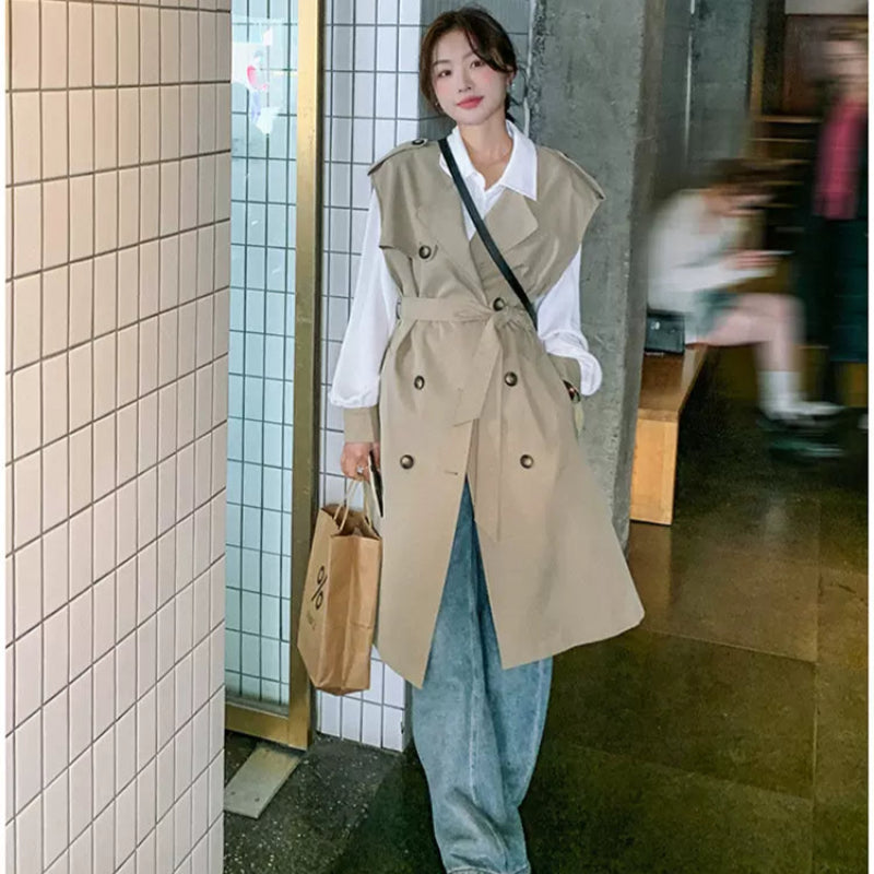 ノースリーブトレンチロングジャケット