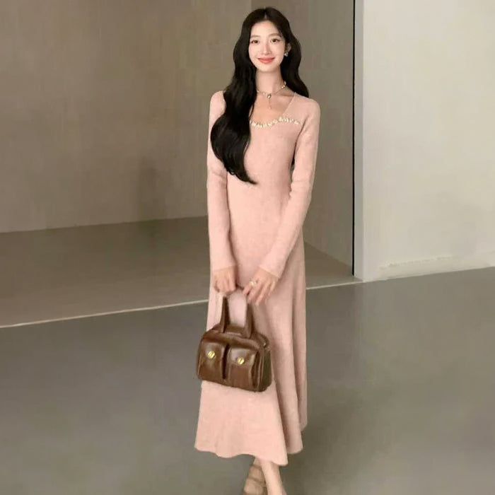 ビーズデコルテロングワンピース(2colors)