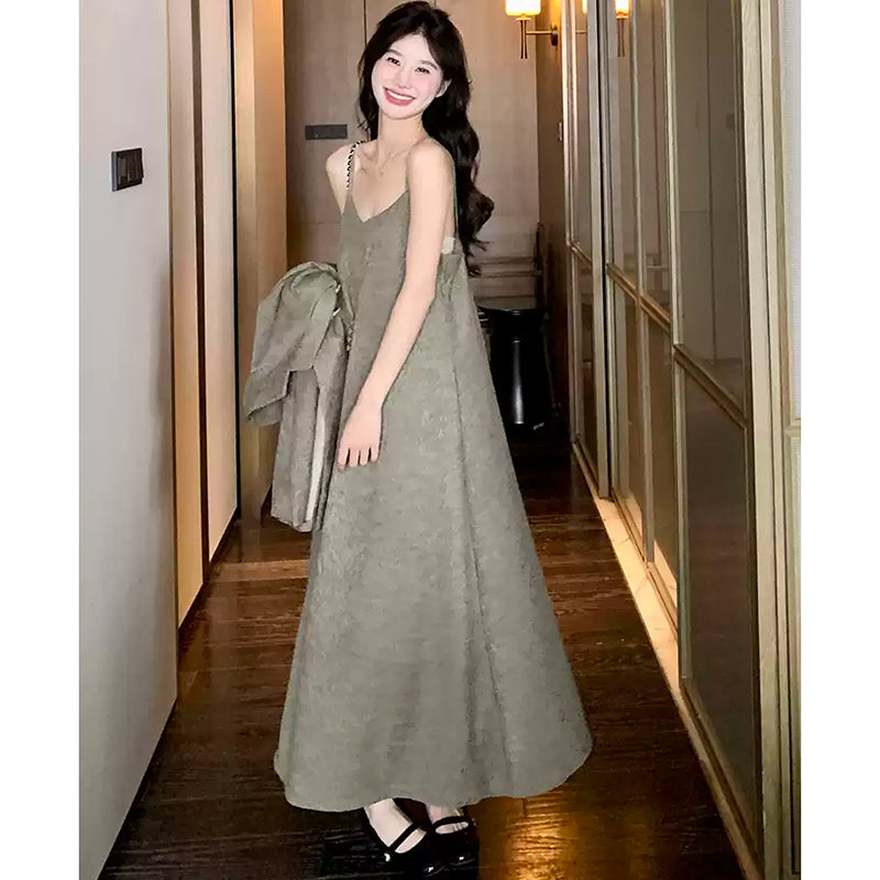 オーバーサイズジャケット×キャミワンピースセット