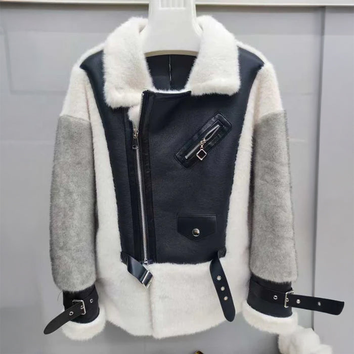 レザー切替ライダースジャケット(2colors)