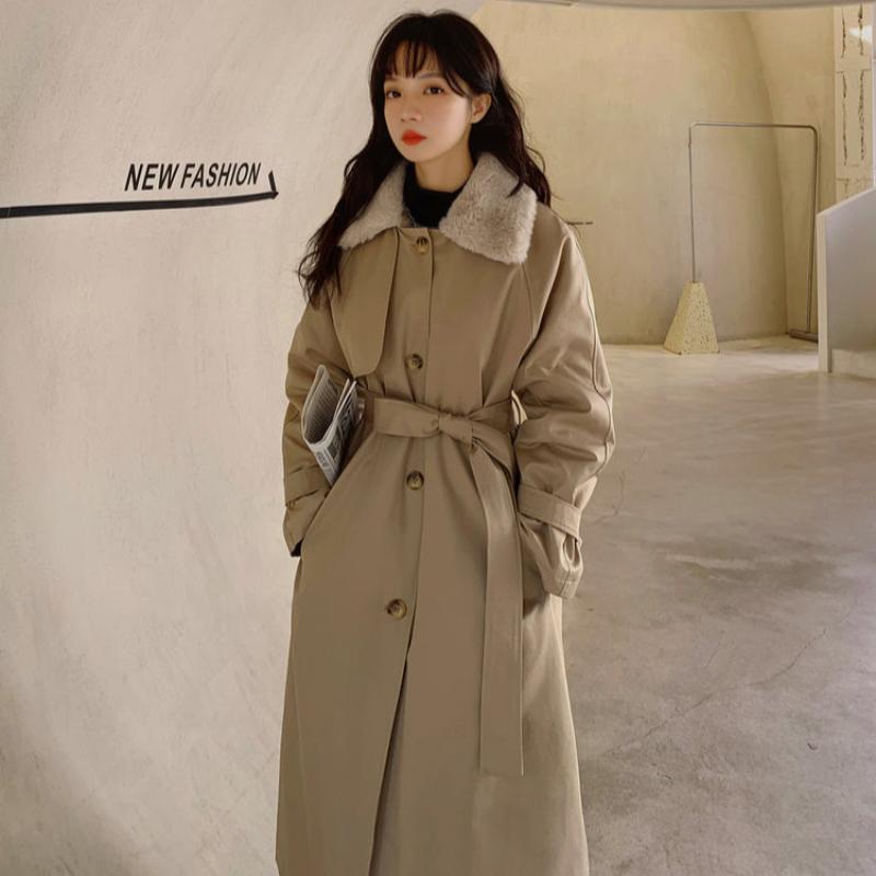 ファーカラーロングトレンチコート(3colors)