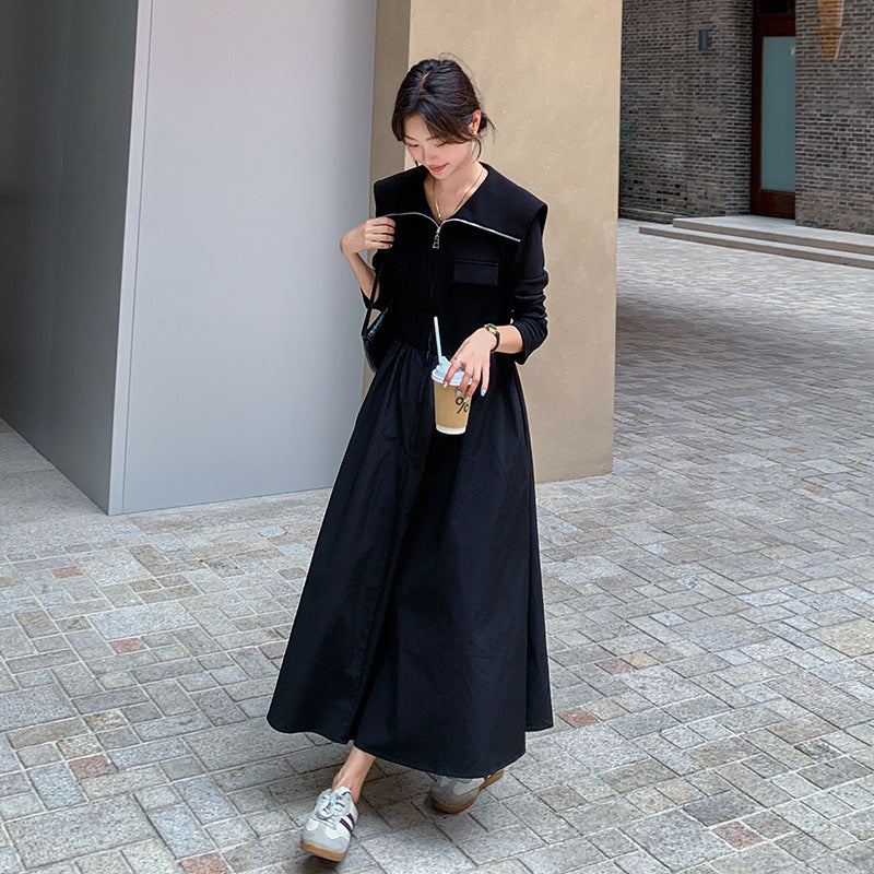 ビッグカラーファスナーワンピース