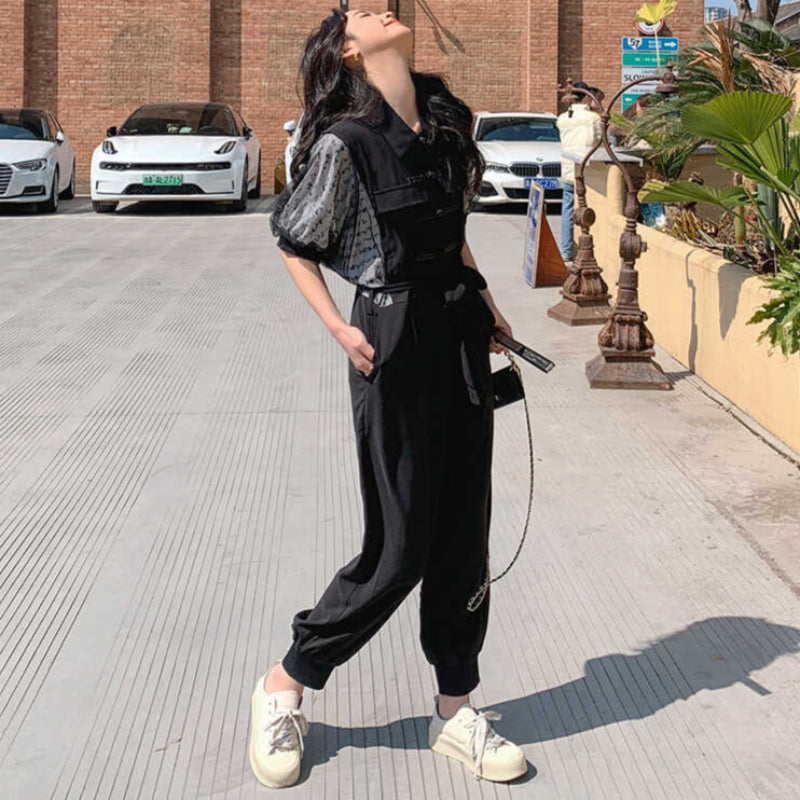 レーズスリーブデザインジャンプスーツ