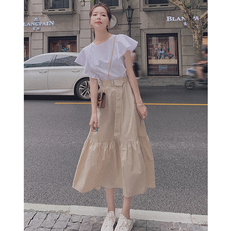 フリルスリーブバイカラーワンピース(2colors)