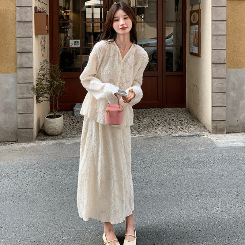 シフォンブラウス×スカートスーツ (2colors)