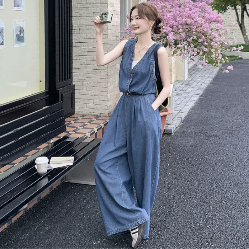 ライトデニムサロペットパンツ