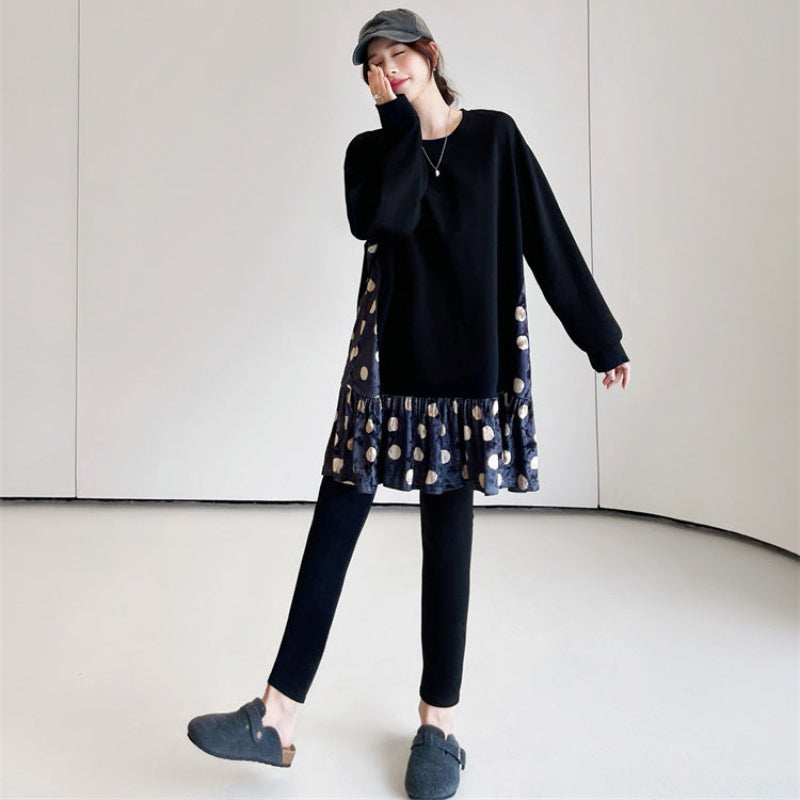 ブラックレイヤードドットチュニック