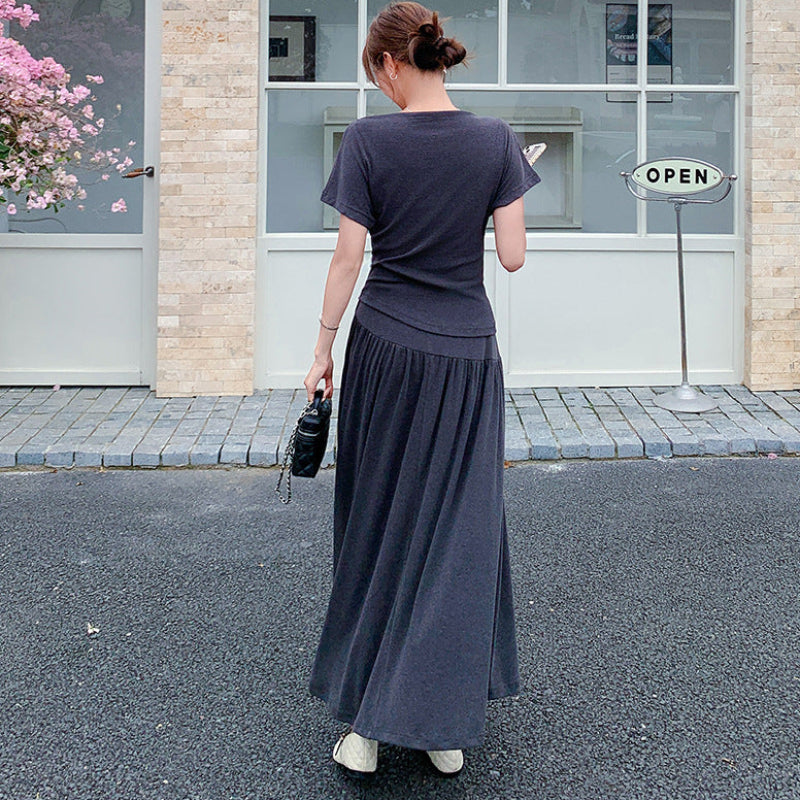 ドレープデザイントップス×スカートセットアップ