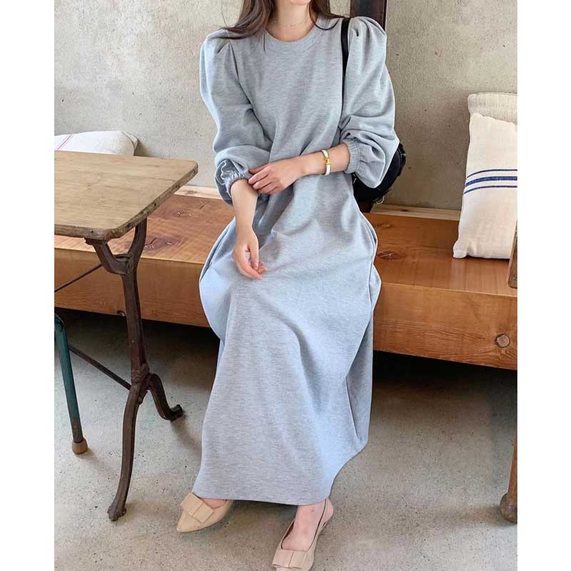 ボリューム袖Aラインワンピース(3colors)