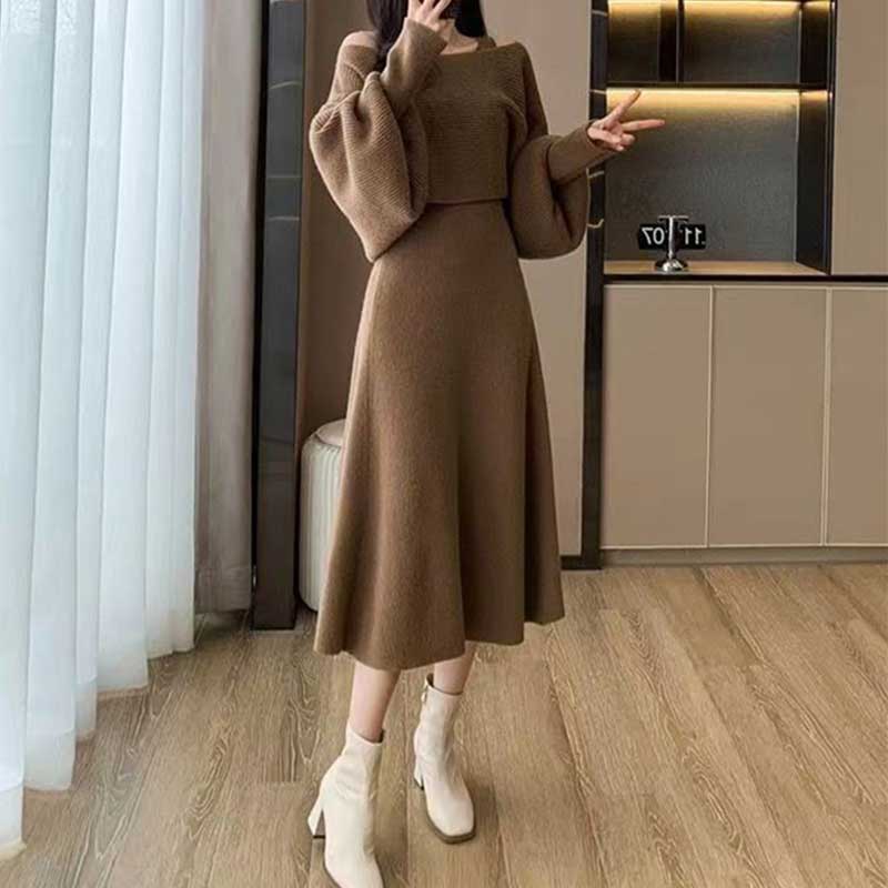 クロップドニット×ノースリーブワンピースSET(3colors)