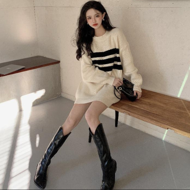 スリーボーダーニットトップス(3colors)