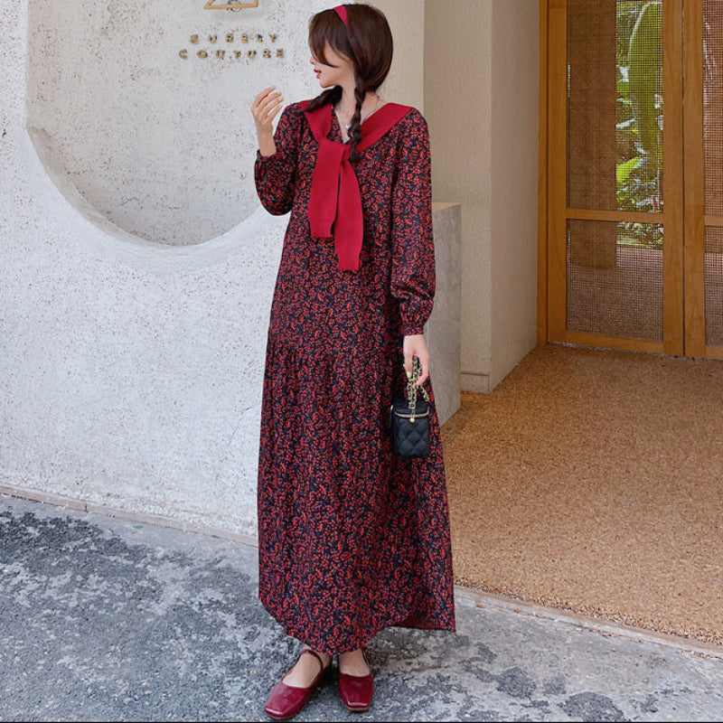 ショール付きスモールフラワーワンピース