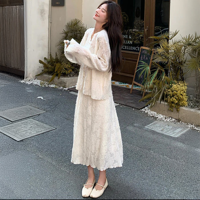 シフォンブラウス×スカートスーツ (2colors)