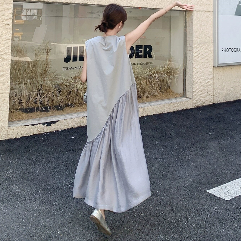 アシンメトリー切替ノースリーブワンピース