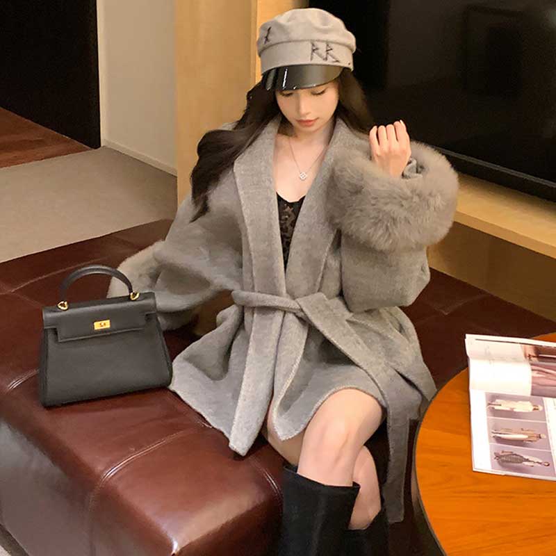 ファーカフスローブコート(2colors)