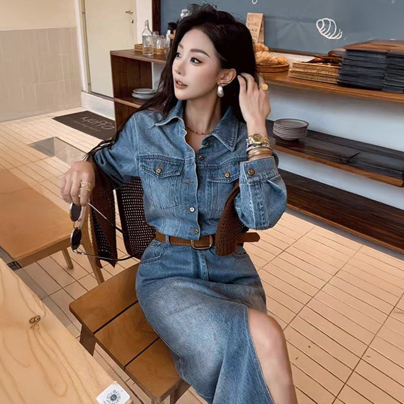 ジャンプスーツ風デニムワンピース