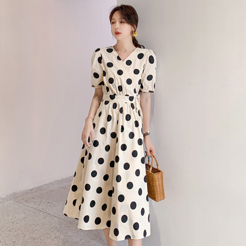 レトロドット柄ワンピース(2colors)